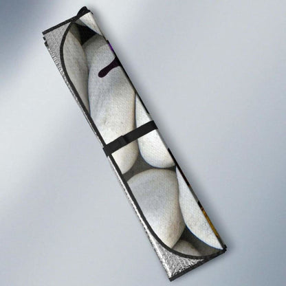 Colorful Butterflies White Stones Hd Car Sun Shade