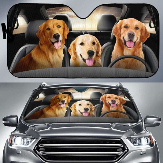 Golden Retriever Car Auto Sun Shade Dog Windshield Funny