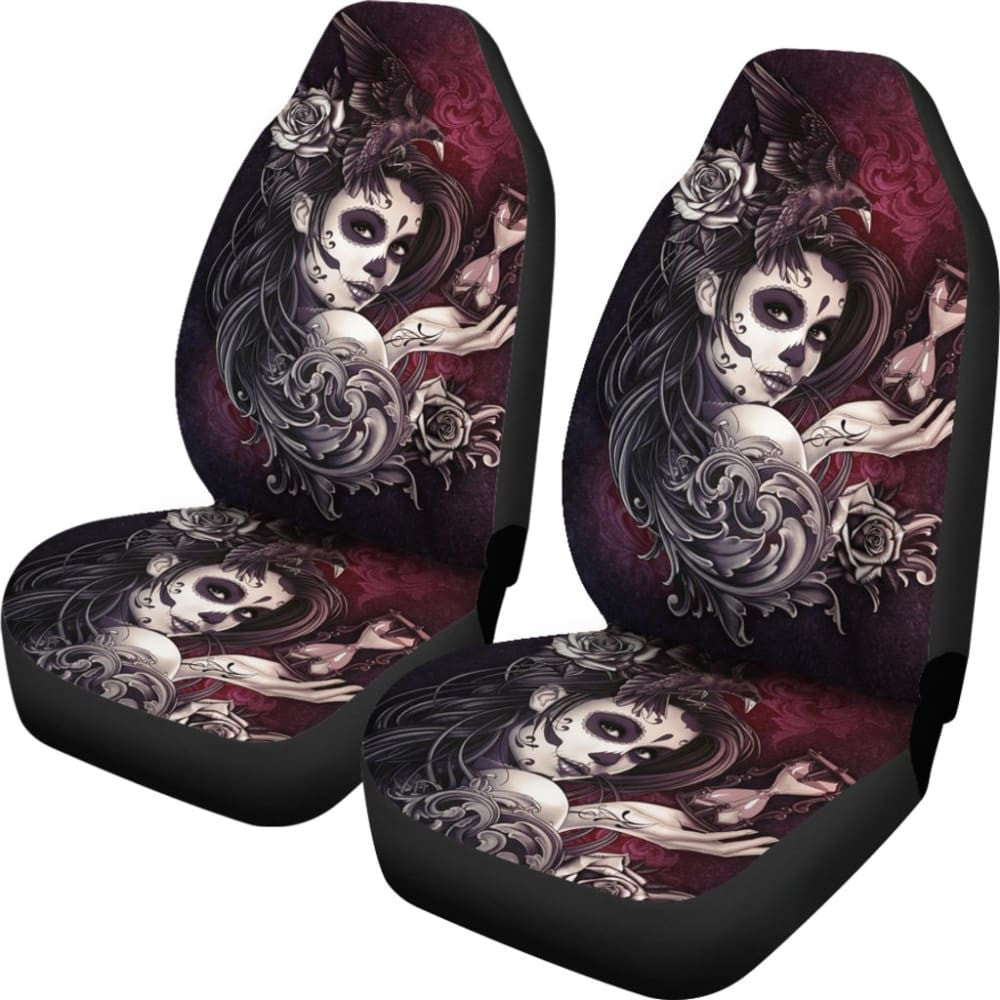 Pcs Sugar Skull Girl Seat Covers