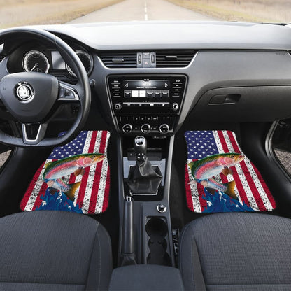 Trout Fish American Flag Art Automotive Car Floor Mats