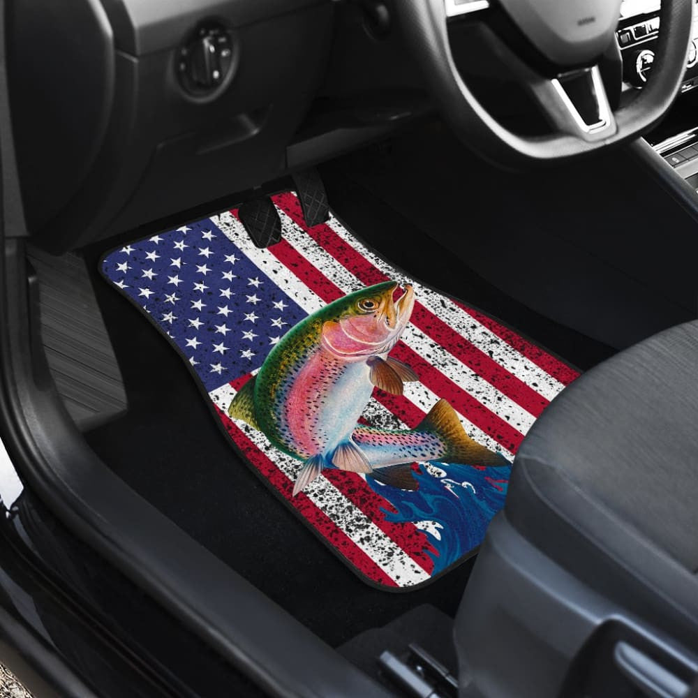Trout Fish American Flag Art Automotive Car Floor Mats