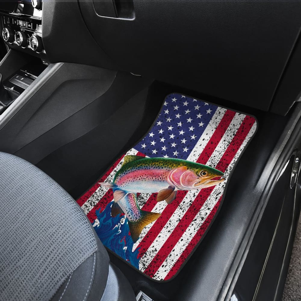 Trout Fish American Flag Art Automotive Car Floor Mats
