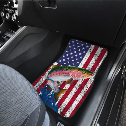 Trout Fish American Flag Art Automotive Car Floor Mats
