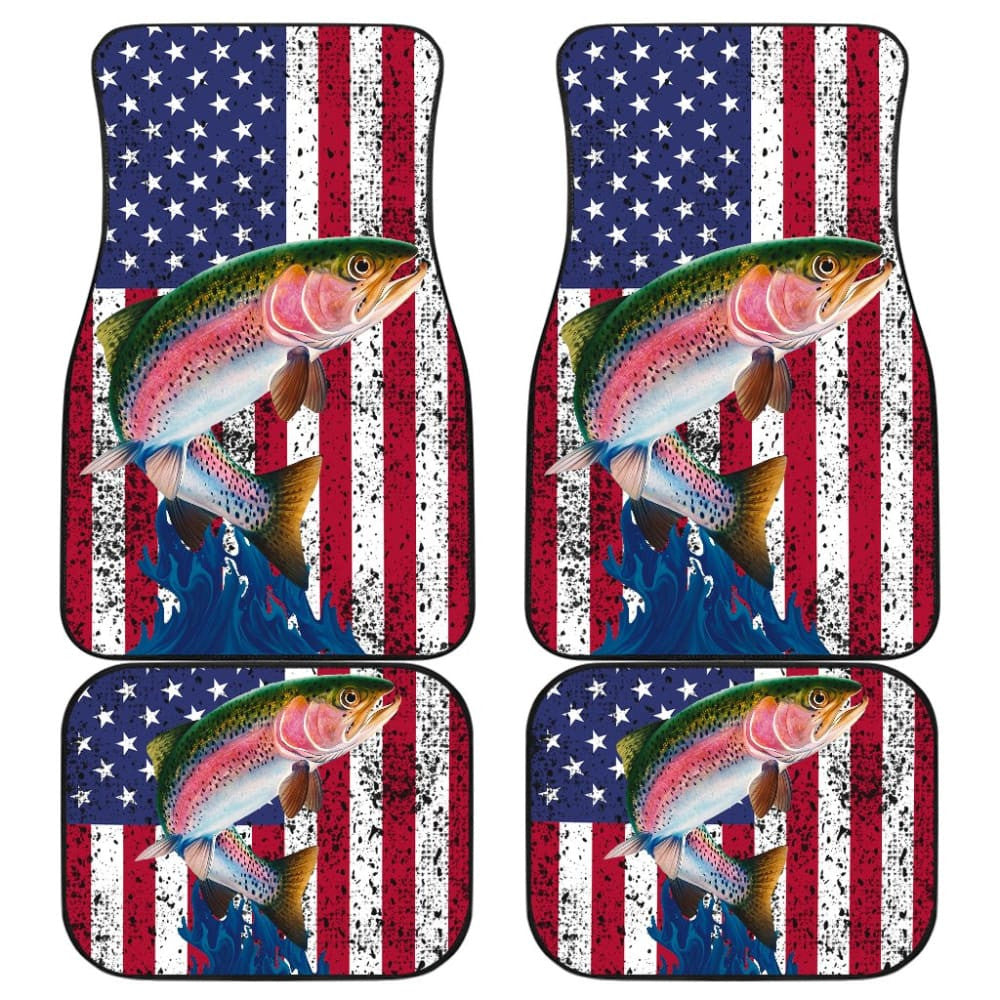 Trout Fish American Flag Art Automotive Car Floor Mats