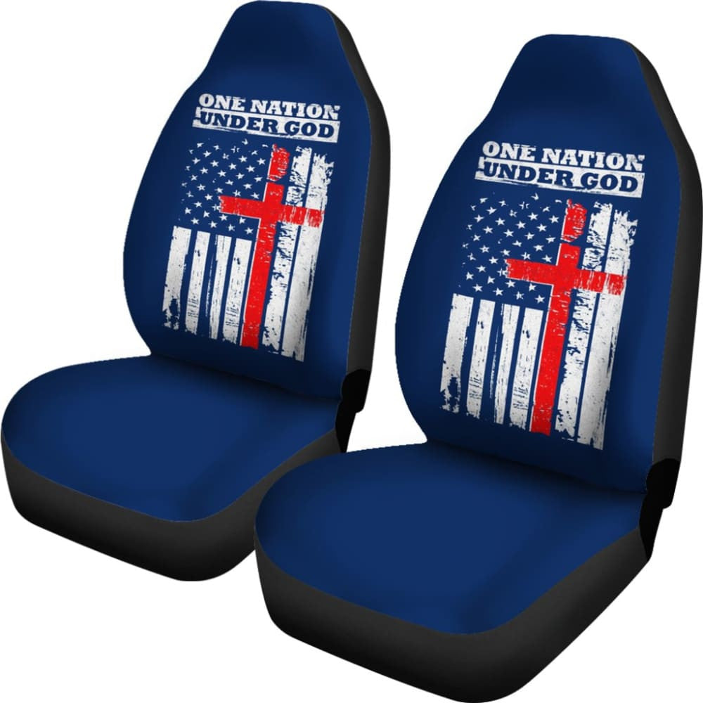One Nation Under God Thin Line Blue Navy Car Seat Covers