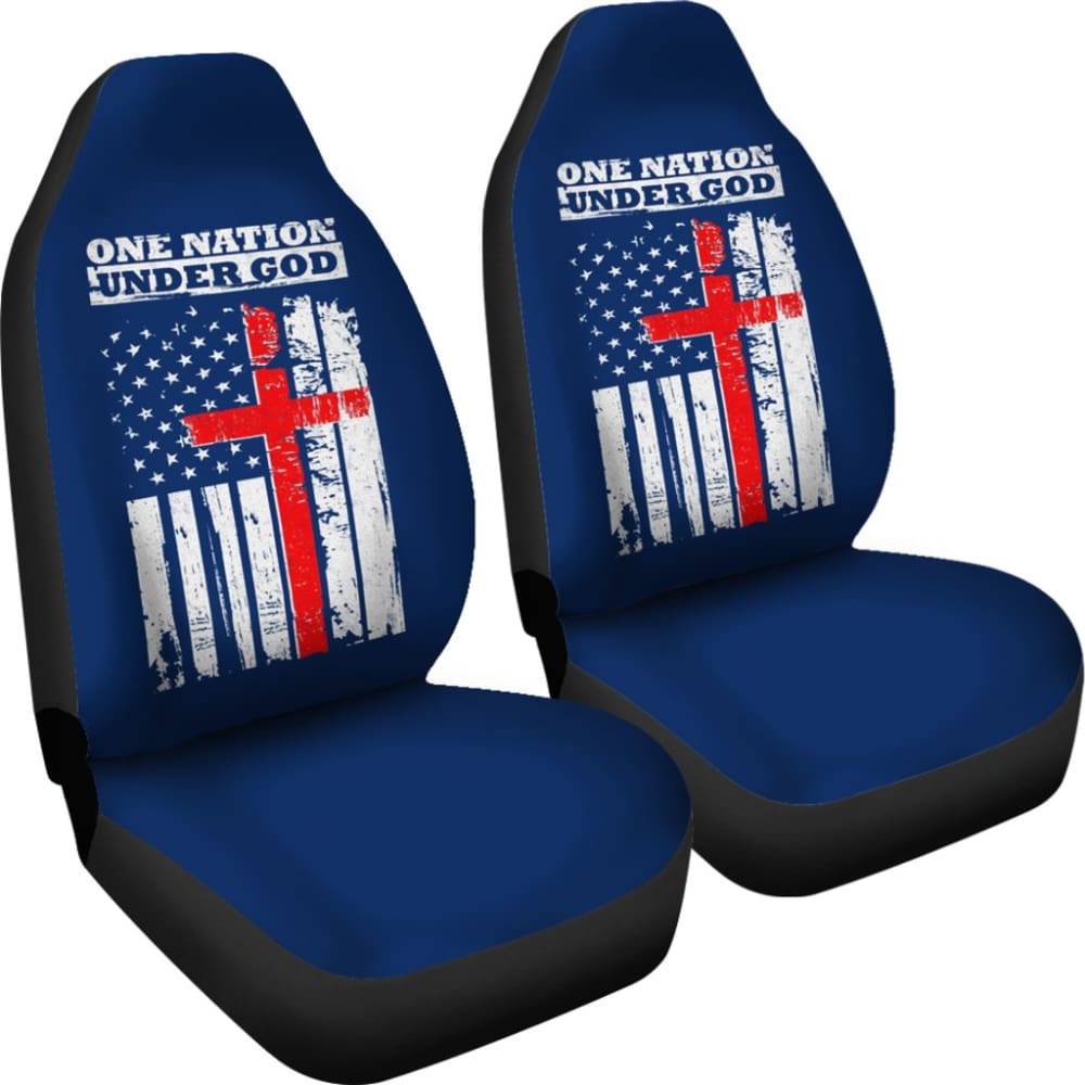 One Nation Under God Thin Line Blue Navy Car Seat Covers