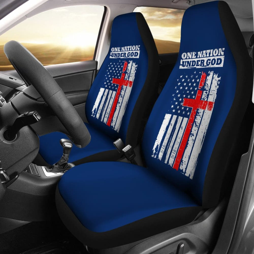 One Nation Under God Thin Line Blue Navy Car Seat Covers