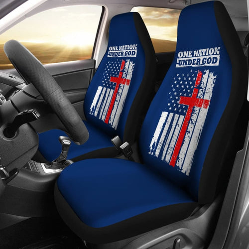 One Nation Under God Thin Line Blue Navy Car Seat Covers
