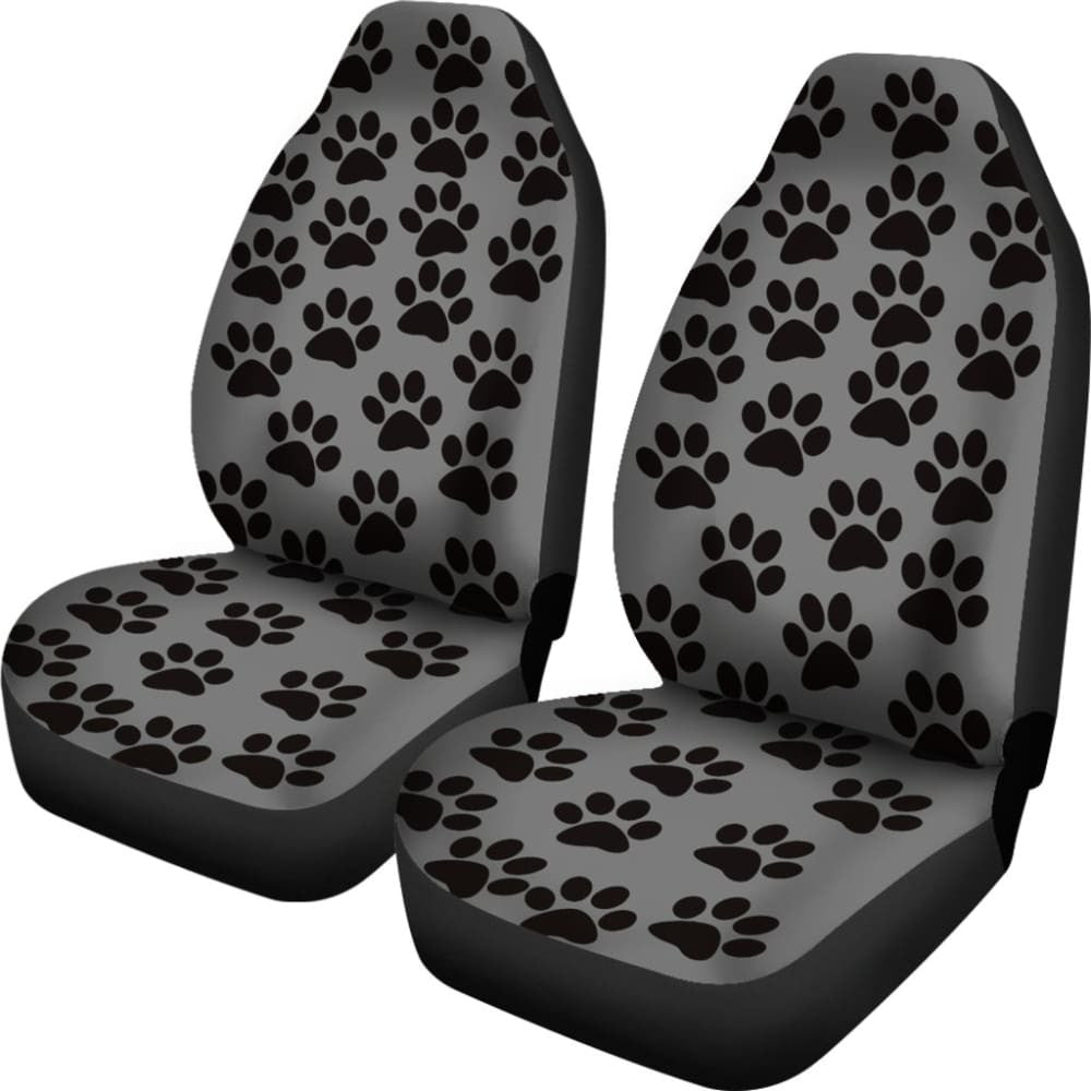 Paw Print Car Seat Covers Grey/Black -
