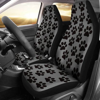 Paw Print Car Seat Covers Grey/Black -