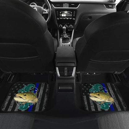 Brook Trout Fishing American Flag Thin Blue Line Car Floor Mats