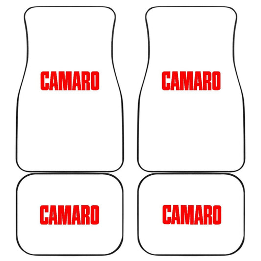 White Camaro Red Letter Car Floor Mats