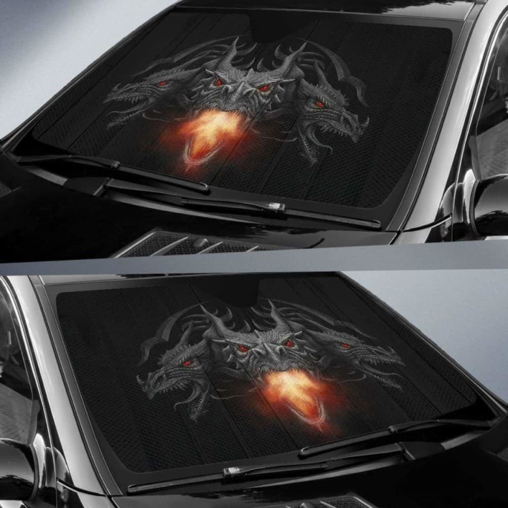 Dragon Heads Car Sun Shade amazing best gift ideas