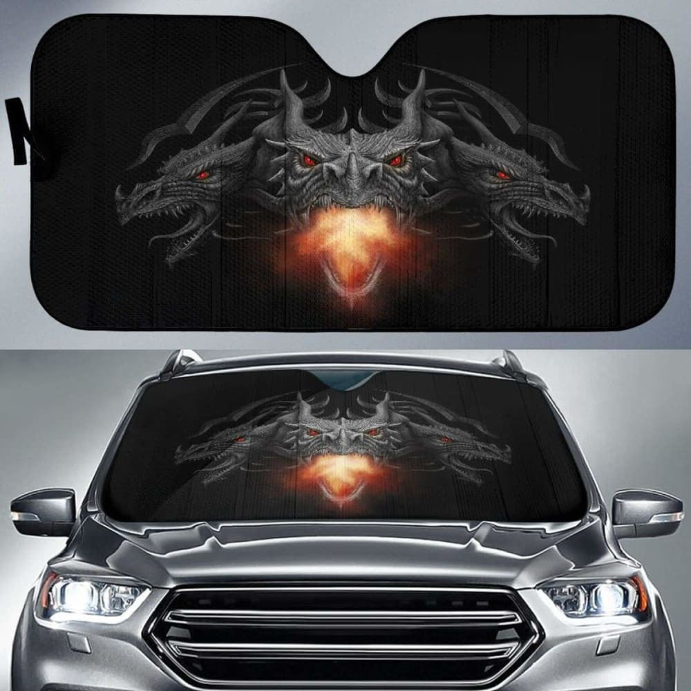 Dragon Heads Car Sun Shade amazing best gift ideas