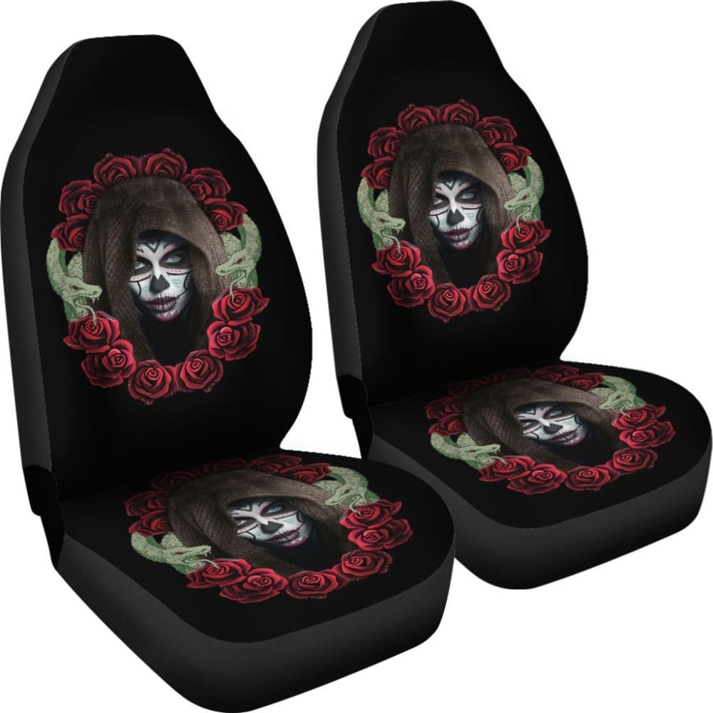 Sugar Skull Wreath Seat Covers
