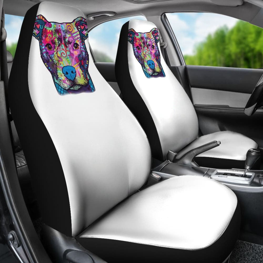 Pit Bull Design Car Seat Covers White Back