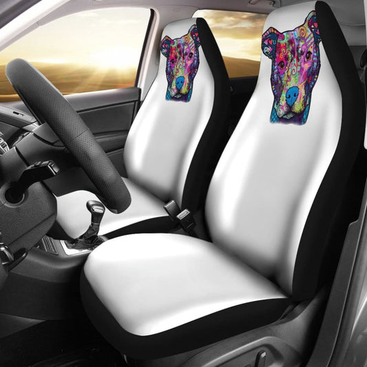 Pit Bull Design Car Seat Covers White Back