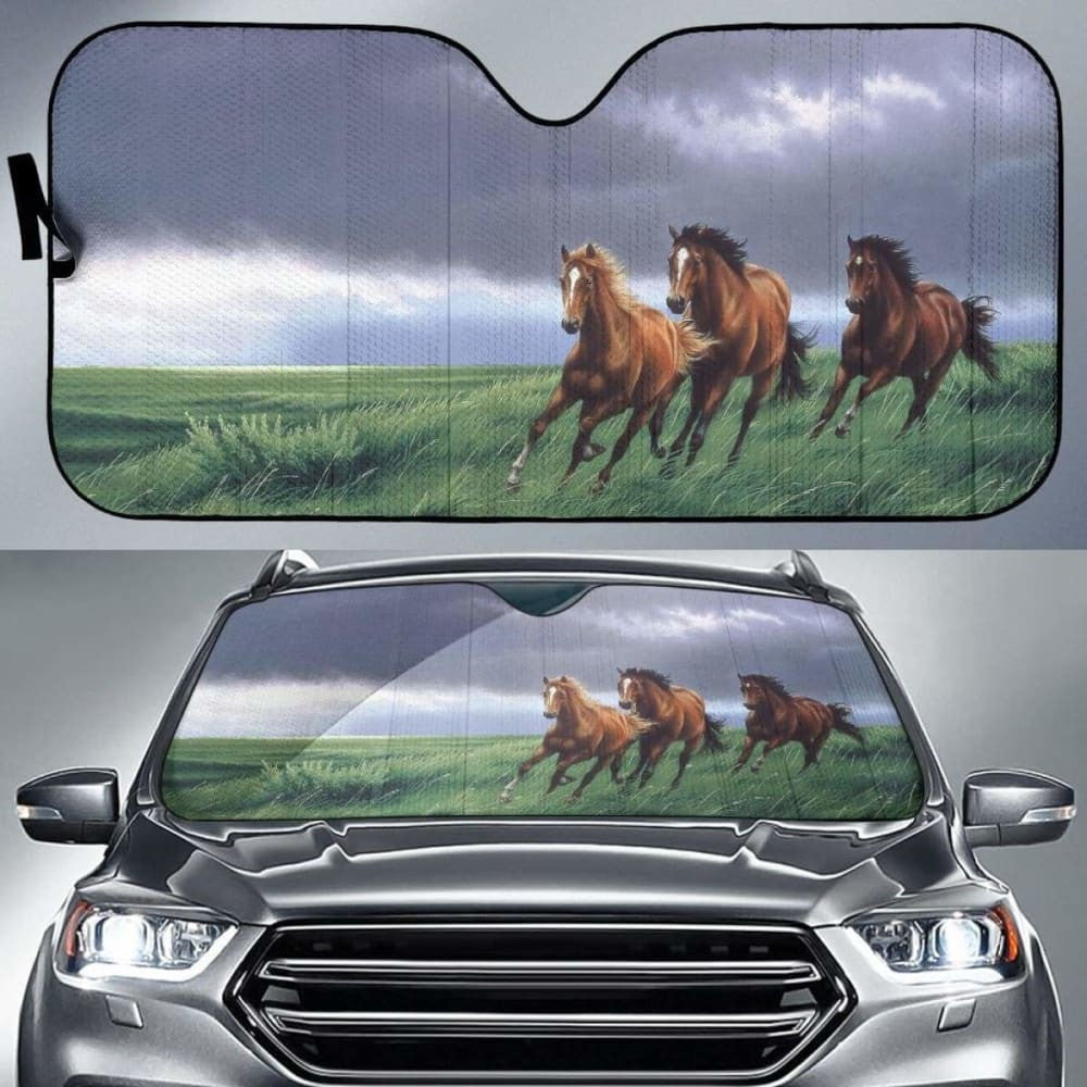 Car Sun Shade With Horse Print
