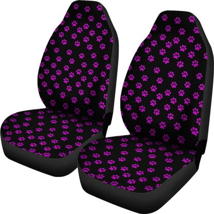 Bright Purple Paw Prints Seat Cover