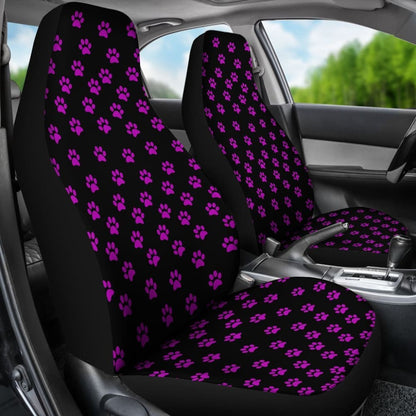 Bright Purple Paw Prints Seat Cover