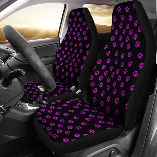 Bright Purple Paw Prints Seat Cover