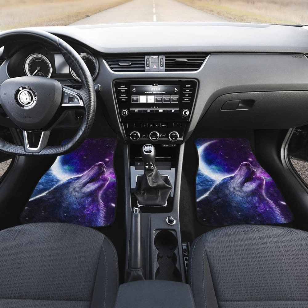 Amazing Galaxy Wolf And Moon Car Floor Mats