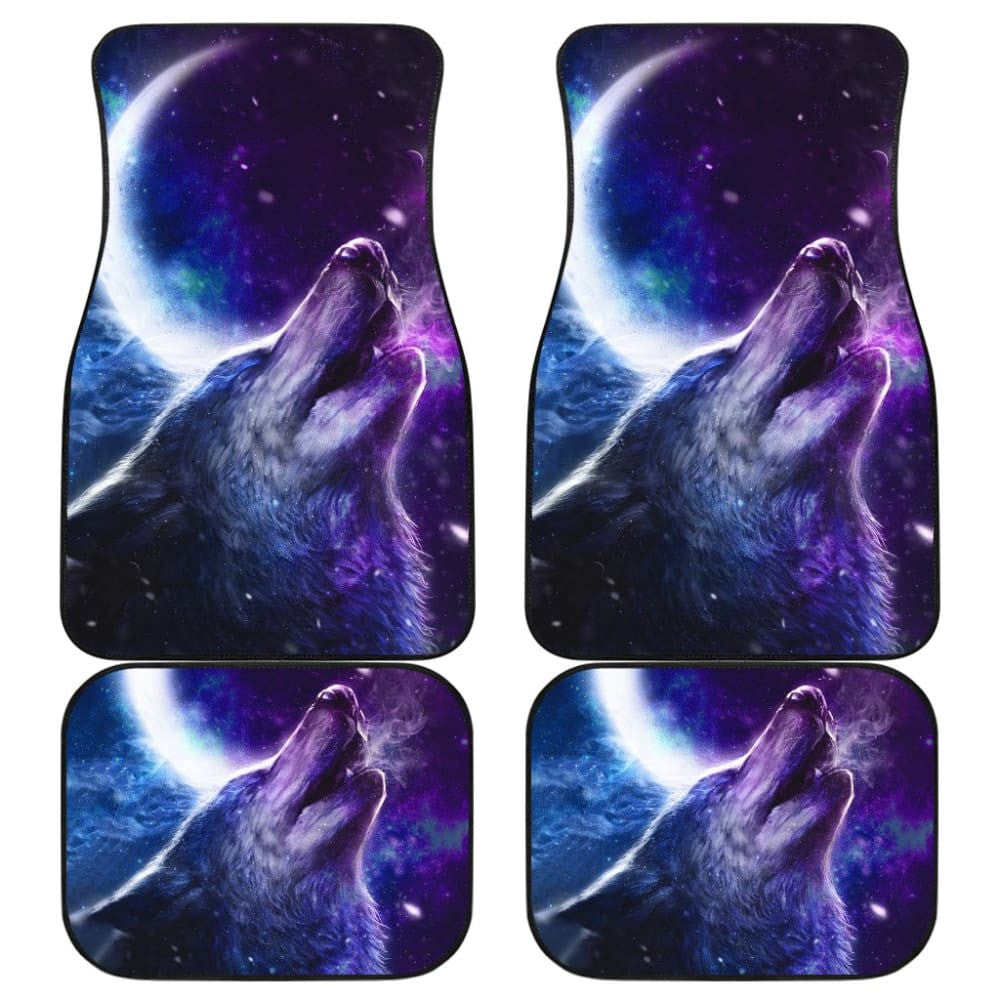 Amazing Galaxy Wolf And Moon Car Floor Mats