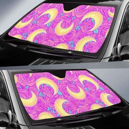 Moon Pink Rose Background Car Auto Sun Shades