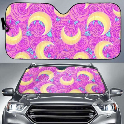 Moon Pink Rose Background Car Auto Sun Shades