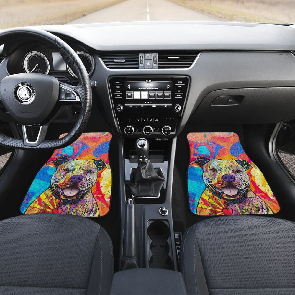 Colorful Pitbull Cute Pitbulls Dog Lover Car Floor Mats