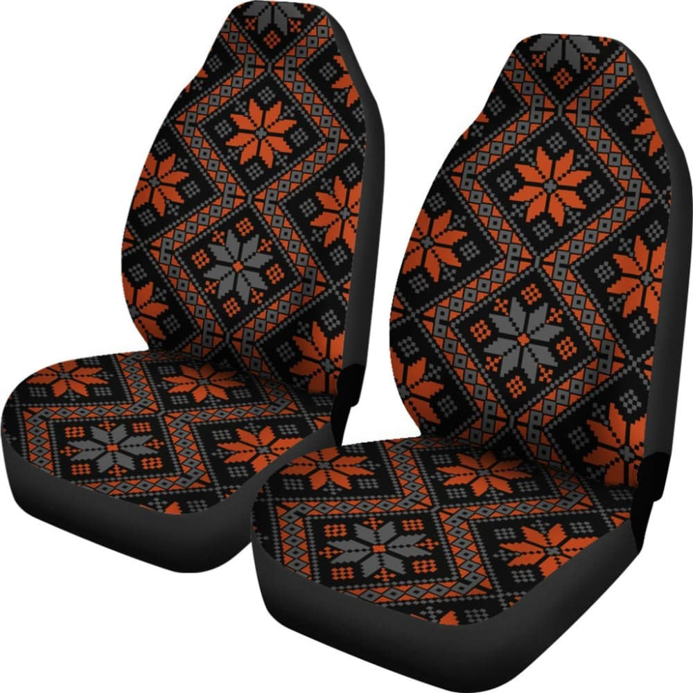 Bulgarian Boho Chic Orange Star Flower Car Seat Covers