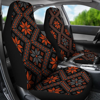Bulgarian Boho Chic Orange Star Flower Car Seat Covers