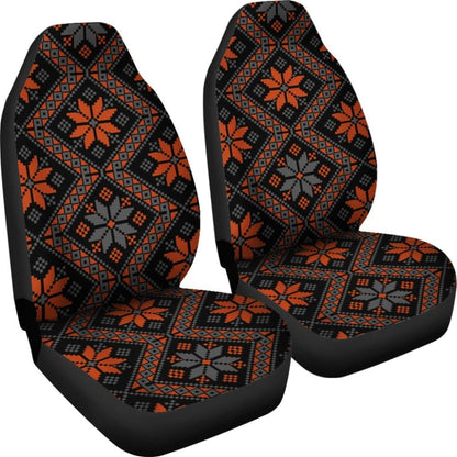 Bulgarian Boho Chic Orange Star Flower Car Seat Covers