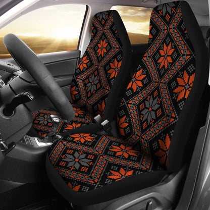Bulgarian Boho Chic Orange Star Flower Car Seat Covers