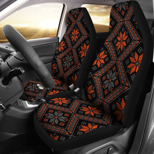 Bulgarian Boho Chic Orange Star Flower Car Seat Covers