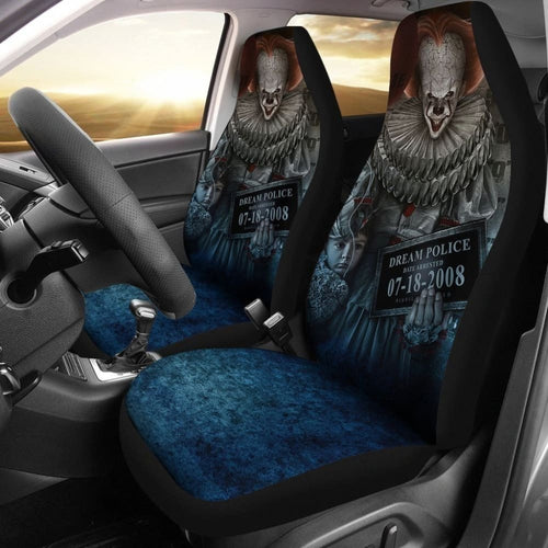 Pennywise It Car Seat Covers Custom Horror Police Wanted Car Decoration