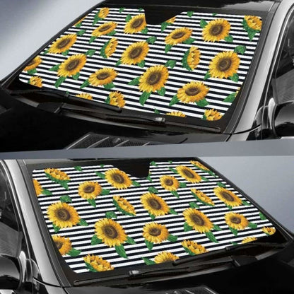 Sunflowers Ribbon Background Car Auto Sun Shades