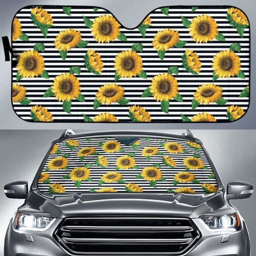 Sunflowers Ribbon Background Car Auto Sun Shades