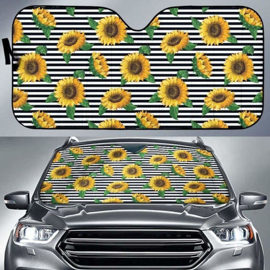 Sunflowers Ribbon Background Car Auto Sun Shades