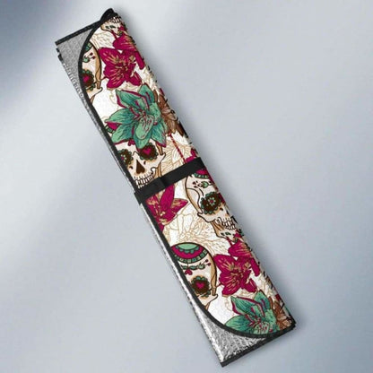 Flowers Sugar Skull Auto Sun Shades