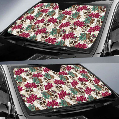 Flowers Sugar Skull Auto Sun Shades