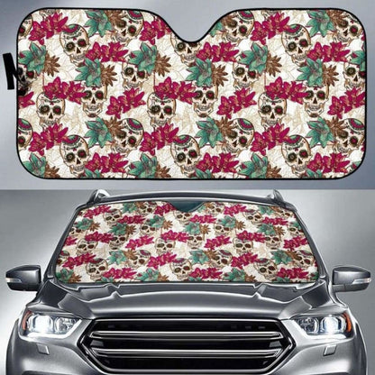 Flowers Sugar Skull Auto Sun Shades