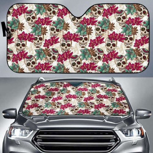 Flowers Sugar Skull Auto Sun Shades
