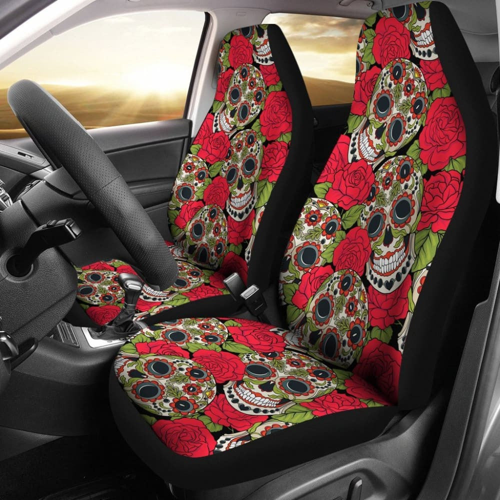 Rose Sugar Skull Car Seat Covers
