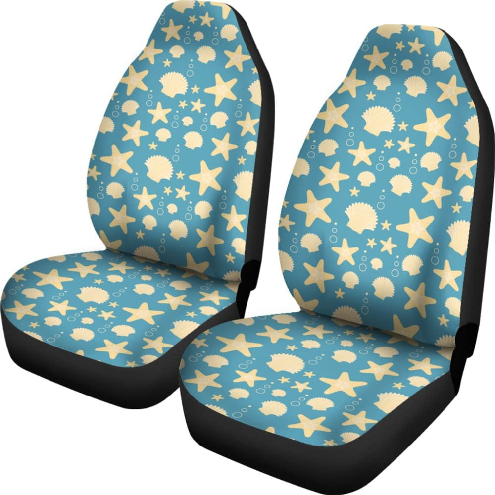 Blue With Sea Shell Pattern Car Seat Covers