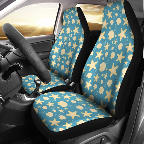 Blue With Sea Shell Pattern Car Seat Covers