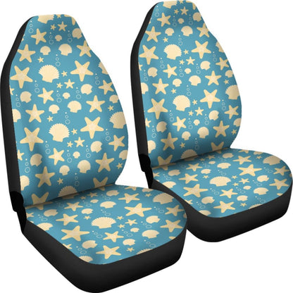 Blue With Sea Shell Pattern Car Seat Covers