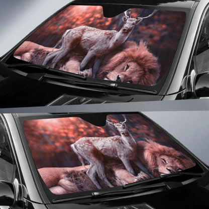 Lion Deer Wildlife DreamK Car Sun Shade