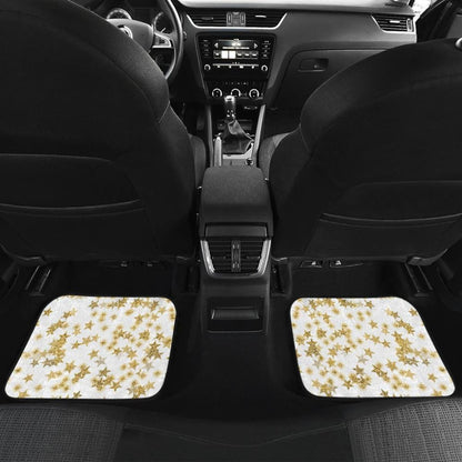 Gold Stars On White Front And Back Car Mats