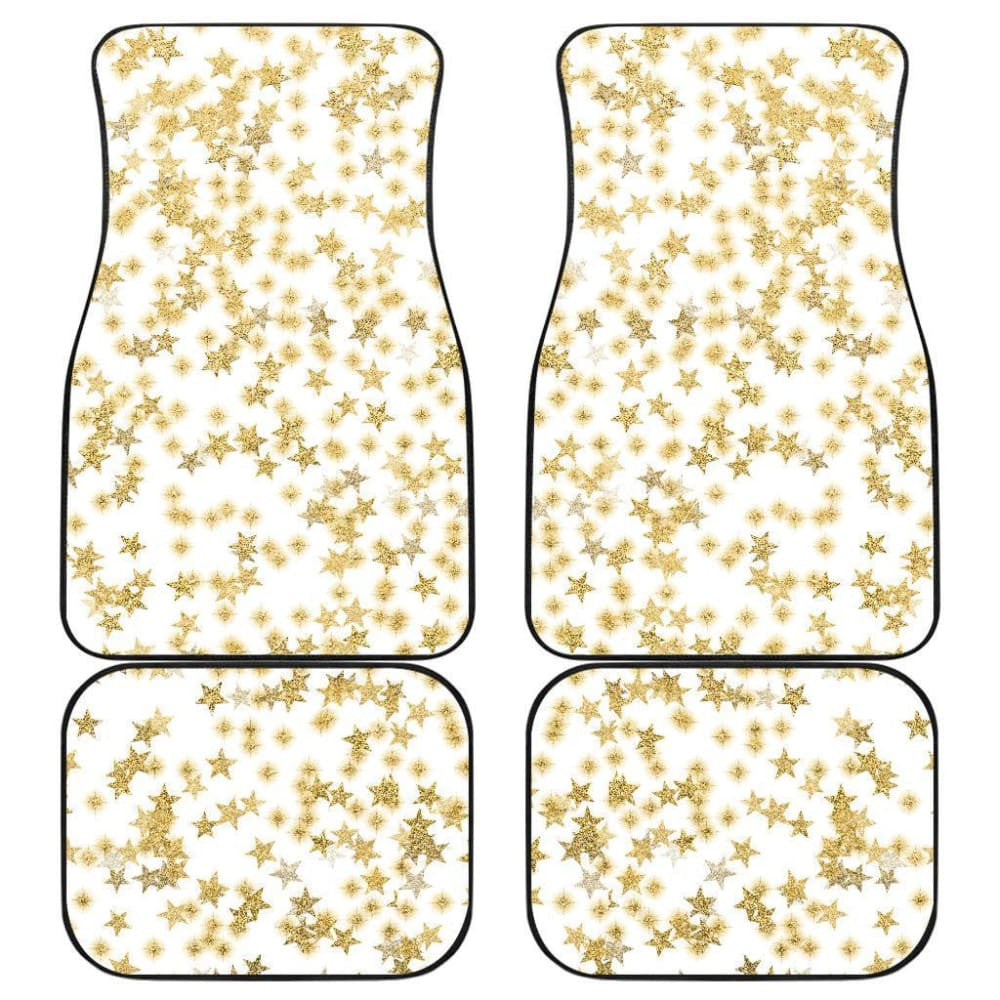 Gold Stars On White Front And Back Car Mats